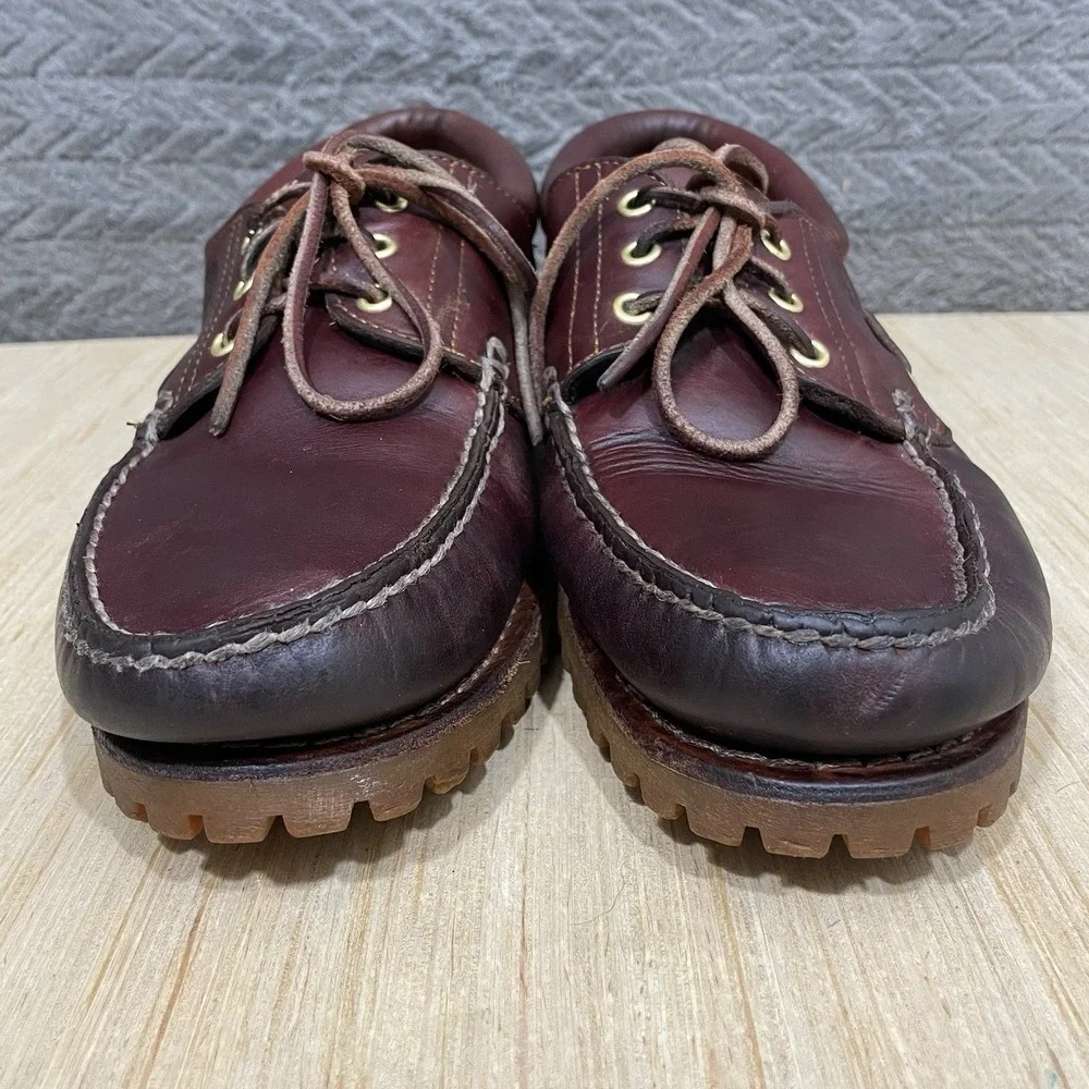 Vtg Timberland Classic Leather Blucher Brown 3 Eye Lug Sole Shoes Mens 10 32026